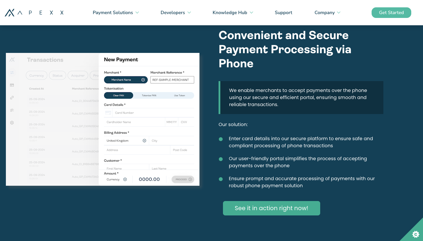 Dark blue background row on Card Payments