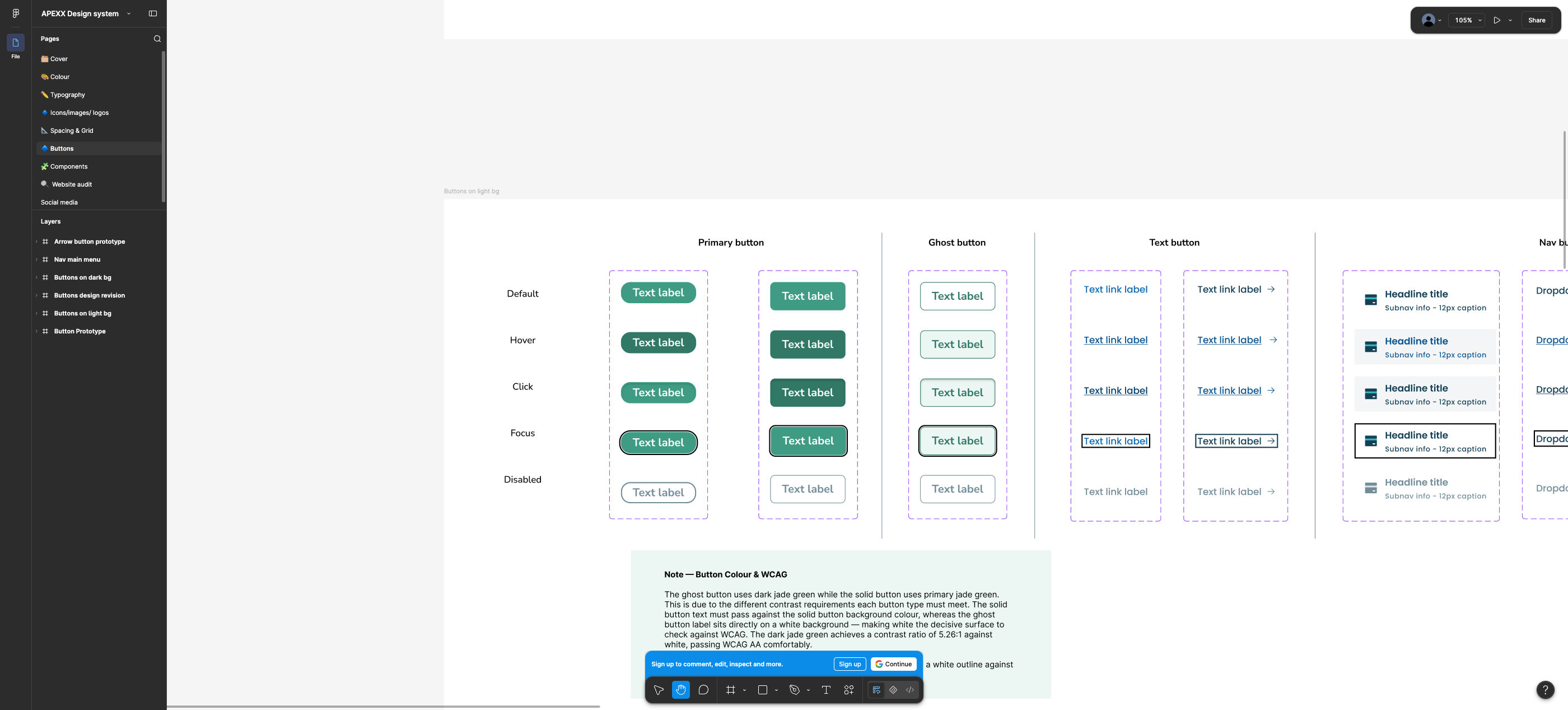 Buttons on light background with states