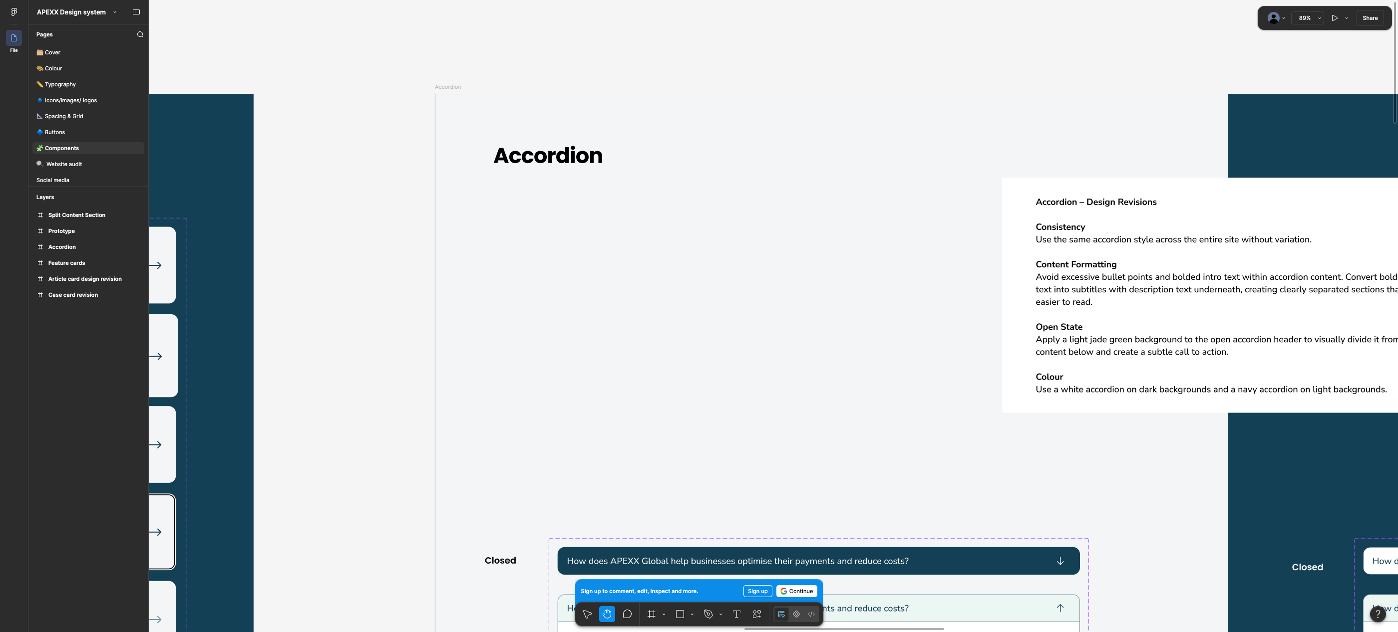 Accordion design revisions