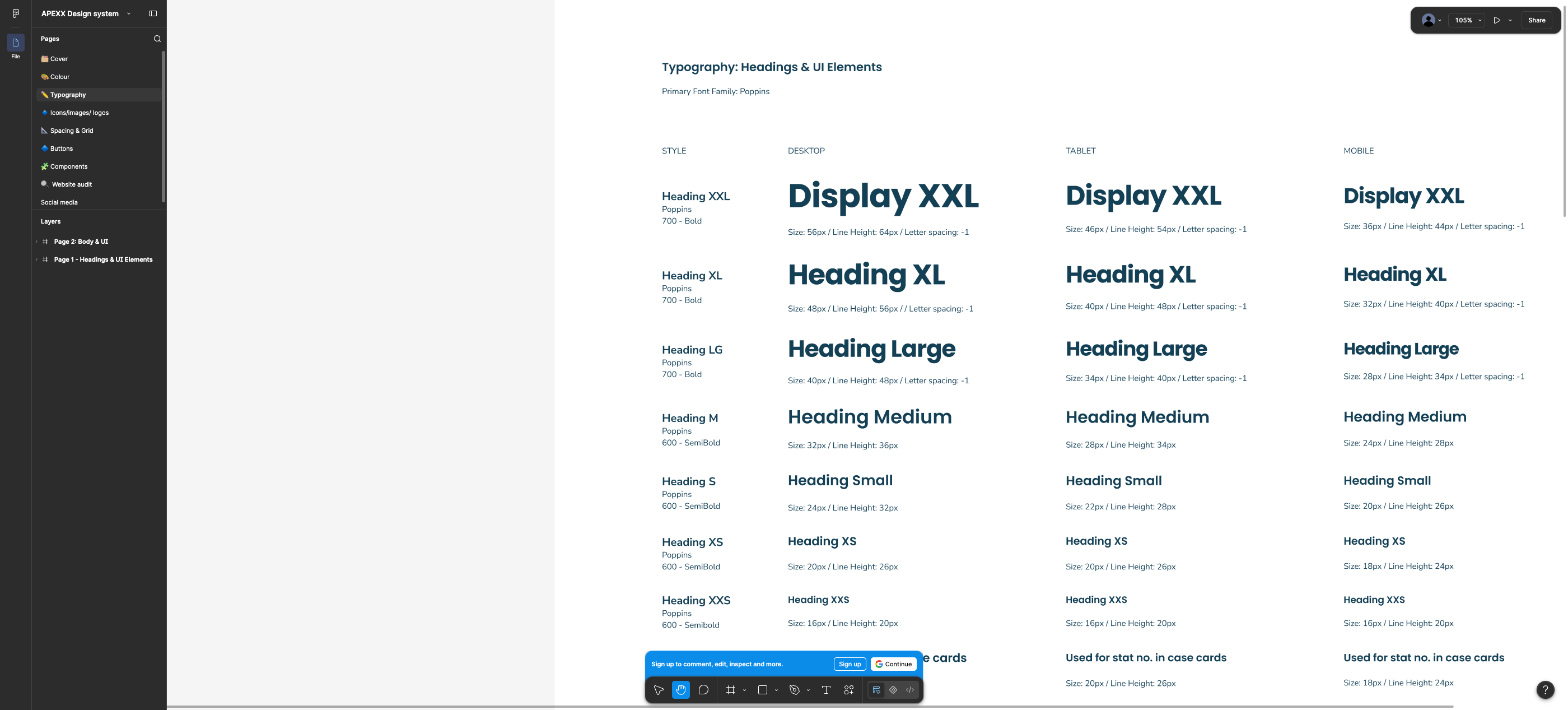 Typography headings scale