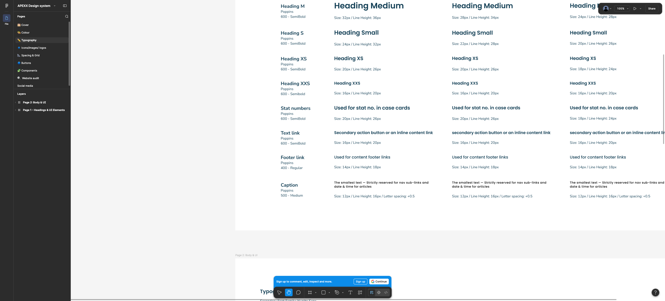 Typography stat numbers, links, caption