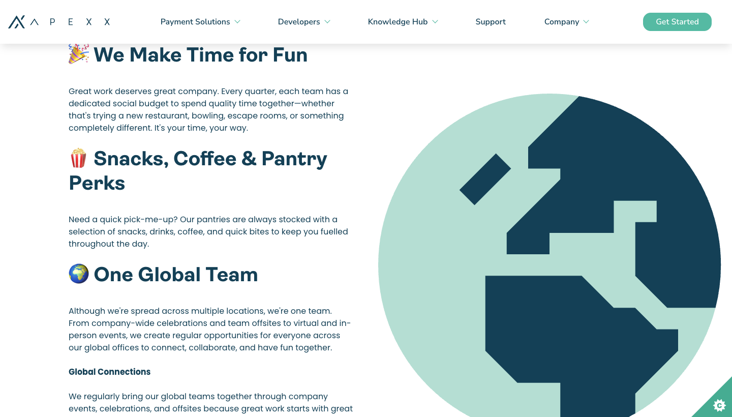 Emoji-prefixed headings on careers page